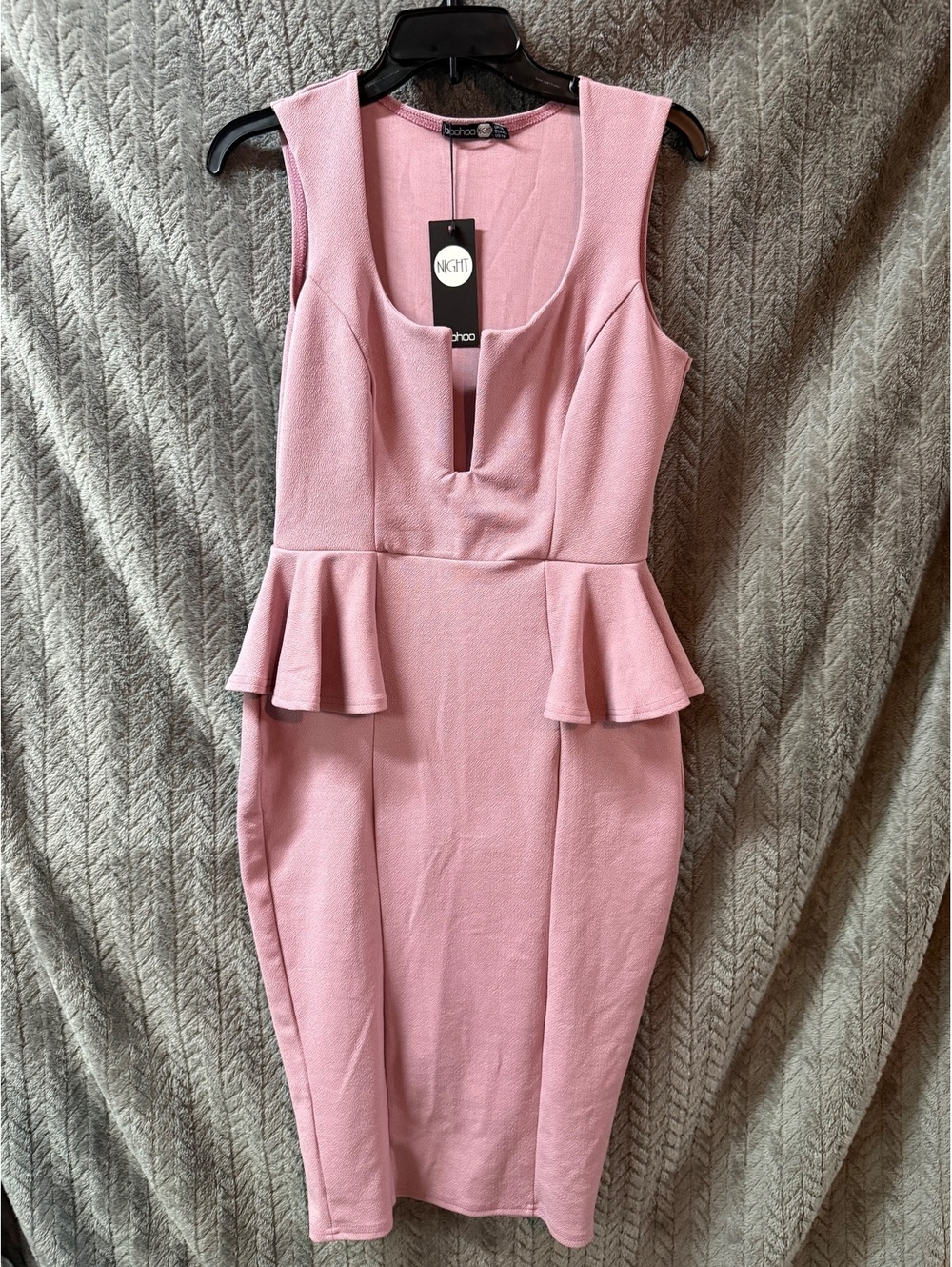 boohoo NIGHT Pink Peplum Midi Dress US 10